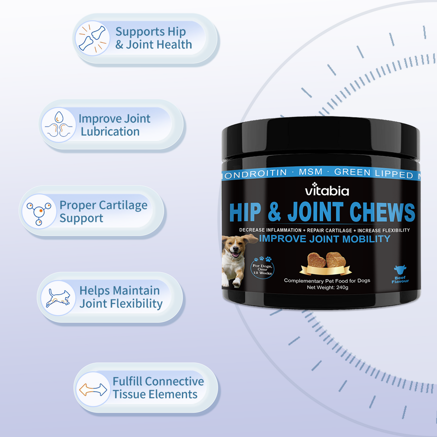 Joint Supplements for Dogs – Dog Joint Care with Glucosamine, Chondroitin, Green Lipped Mussel and Turmeric for Effective Dog Pain Relief