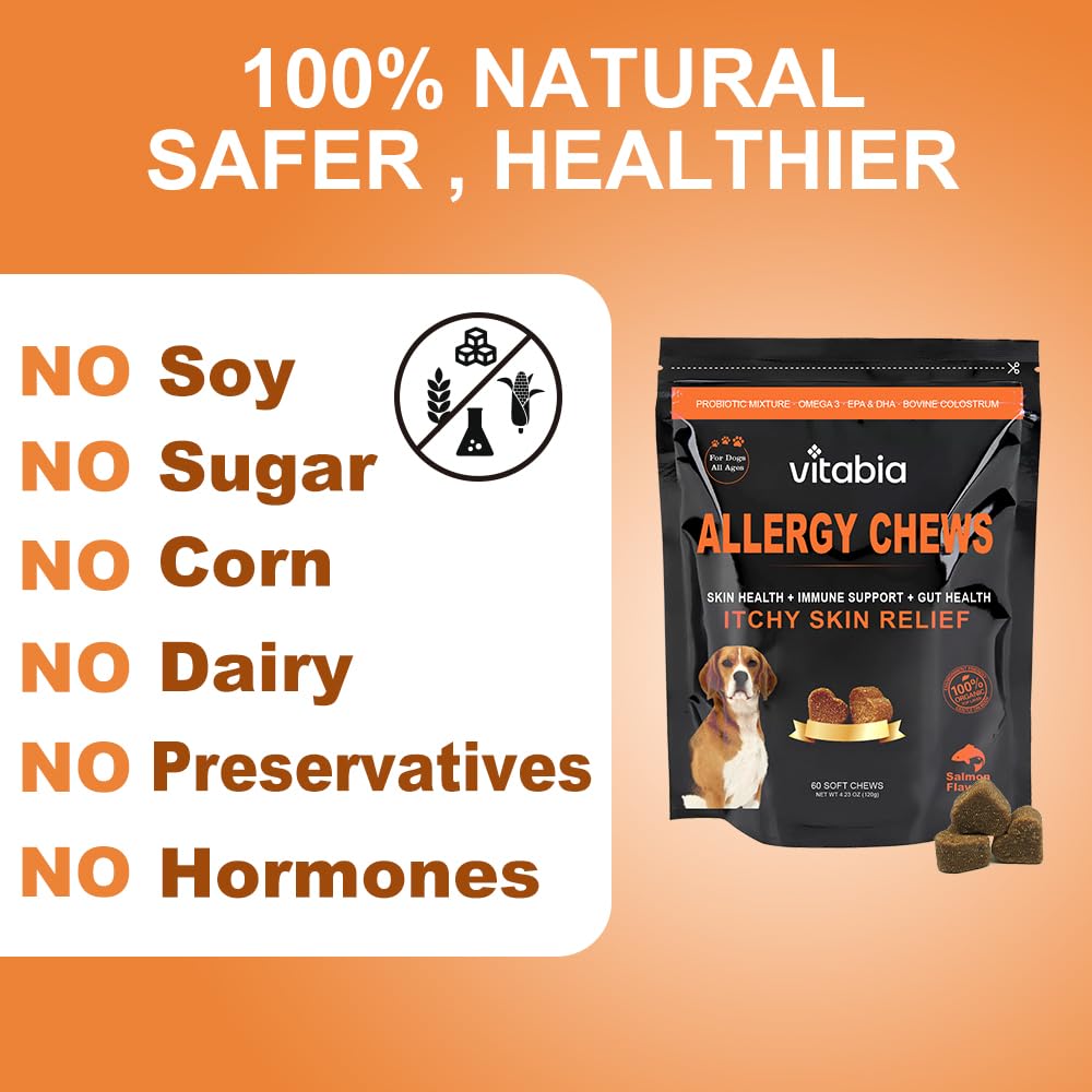 Dog Skin & Coat Support Chews – Omega 3, Salmon Oil & Probiotics for Daily Skin Care