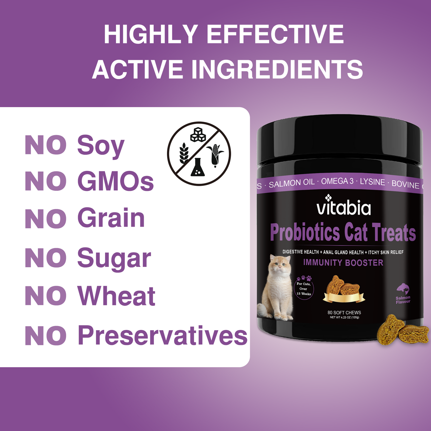 Probiotic Cat Treats – Digestive, Anal Gland & Skin Support