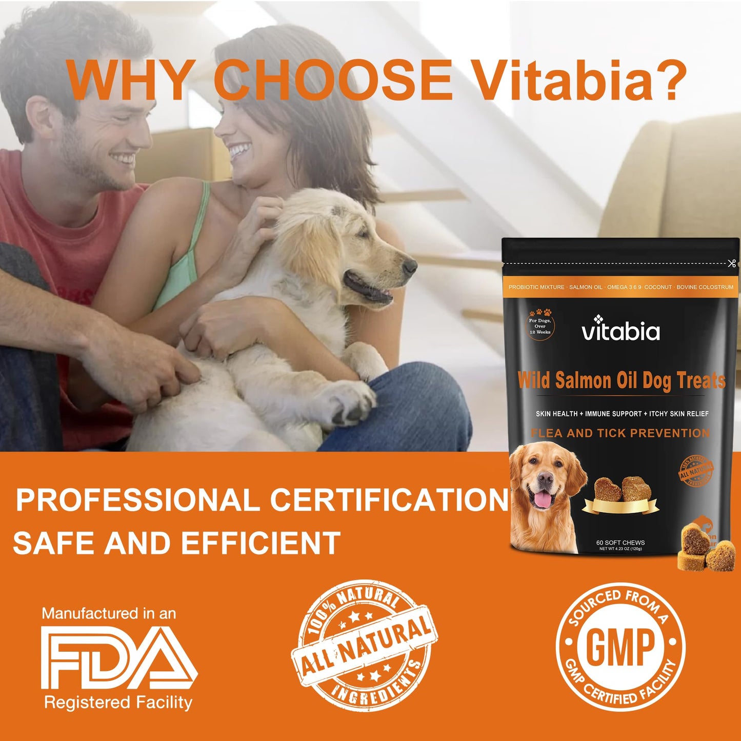 Wild Salmon Oil Dog Chews – Skin, Coat & Digestive Support