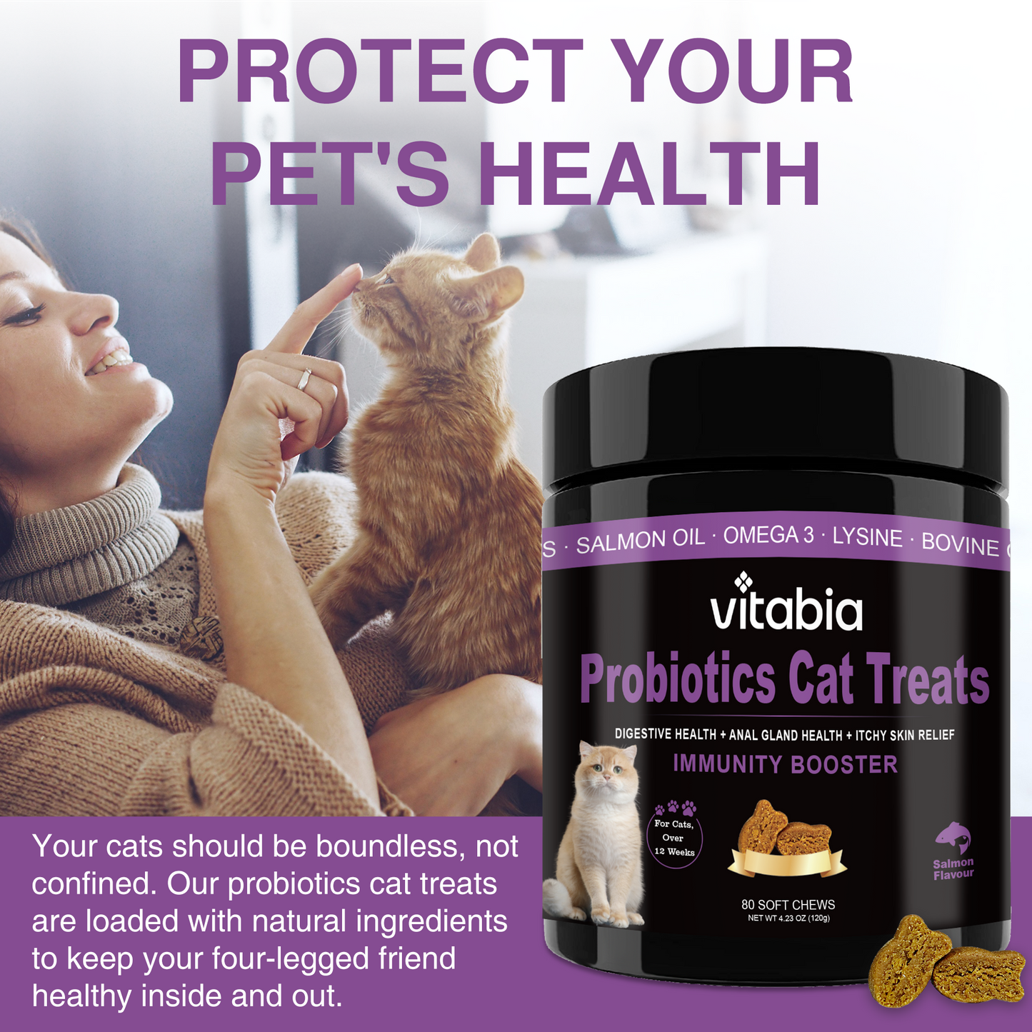Probiotic Cat Treats – Digestive, Anal Gland & Skin Support