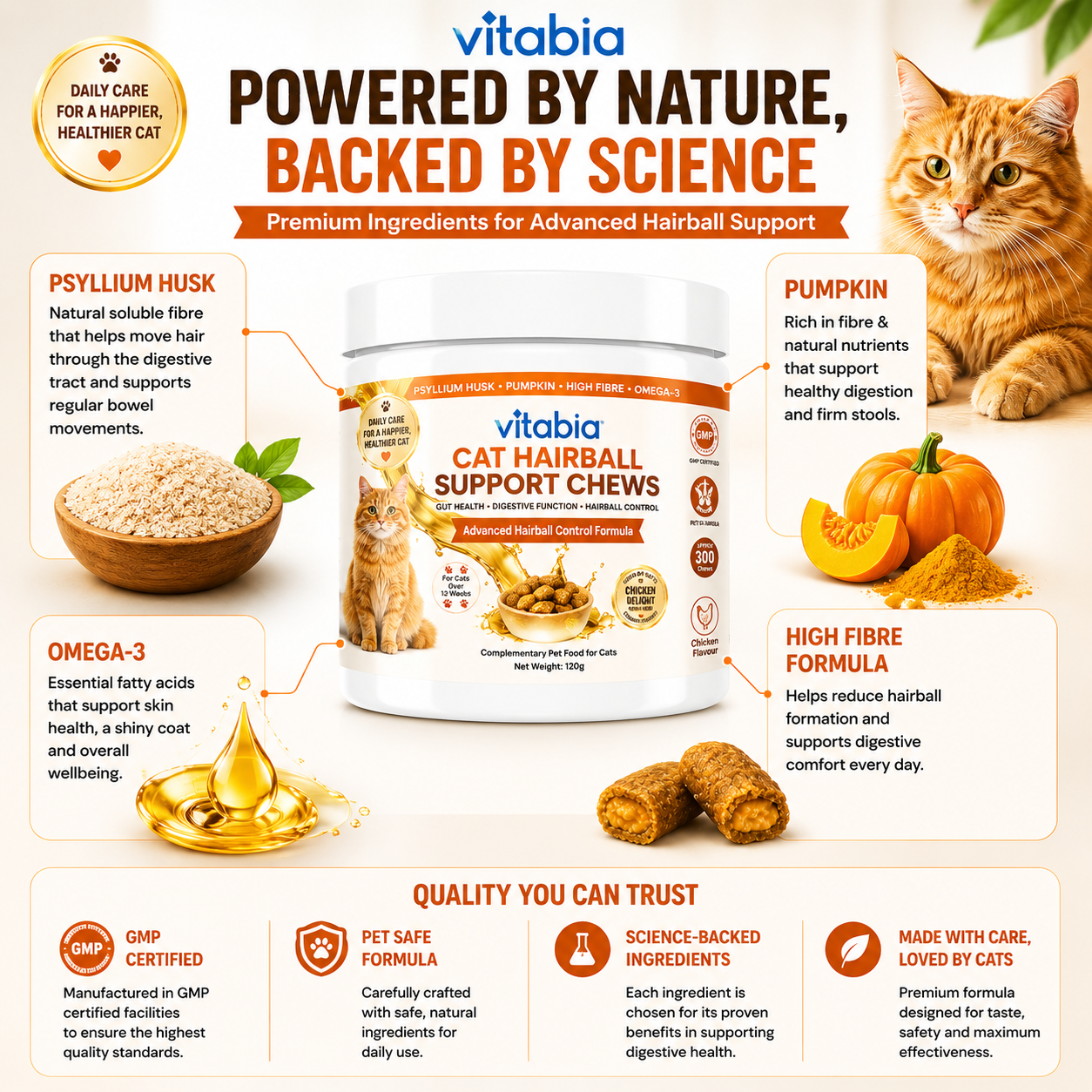 Cat Hairball Chews | Vitabia UK