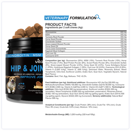 Joint Supplements for Dogs – Dog Joint Care with Glucosamine, Chondroitin, Green Lipped Mussel and Turmeric for Effective Dog Pain Relief