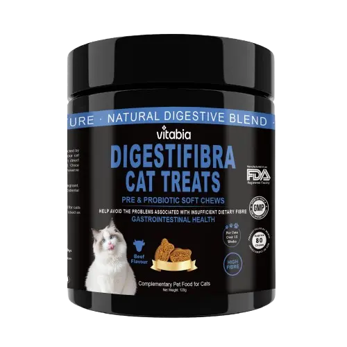 DigestiFibra Probiotics for Cats – Digestive Fibre Chews with Pumpkin & Prebiotics for Gut Health & Anal Gland Support | Vitabia UK