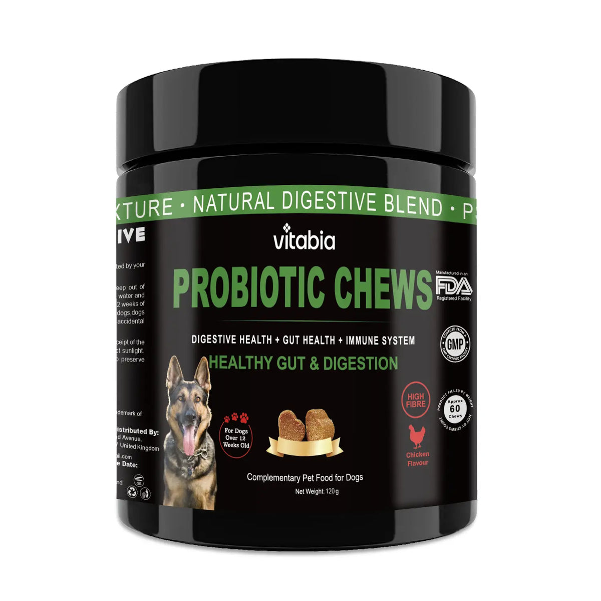 Probiotics for Dogs – Prebiotic Fibre Chews for Gut Health & Anal Gland Support | Vitabia UK