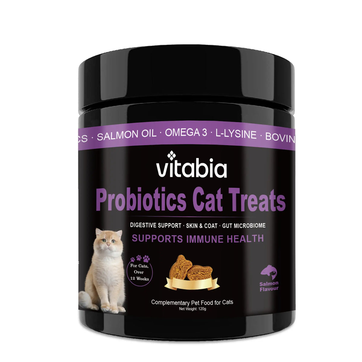 Probiotics for Cats with Lysine & Omega 3 – Skin, Coat, Digestive & Immune Support Soft Chews | Vitabia UK