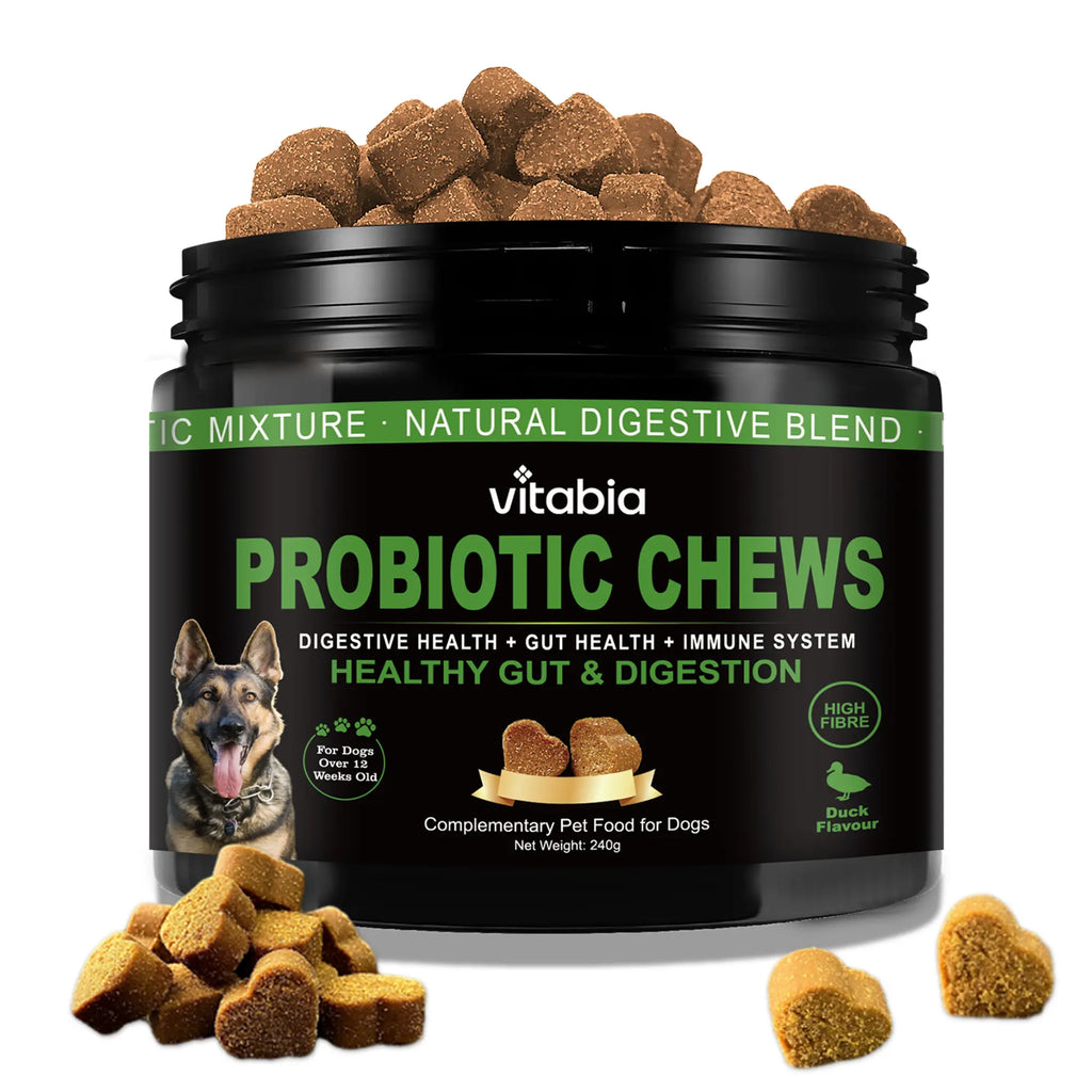 Probiotics for Dogs – Prebiotic Fibre Chews for Gut Health & Anal Gland Support | Vitabia UK
