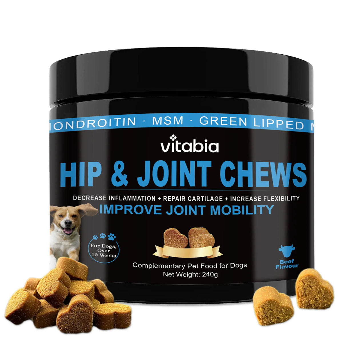 Joint Supplements for Dogs – Glucosamine & Green Lipped Mussel Chews | Vitabia UK