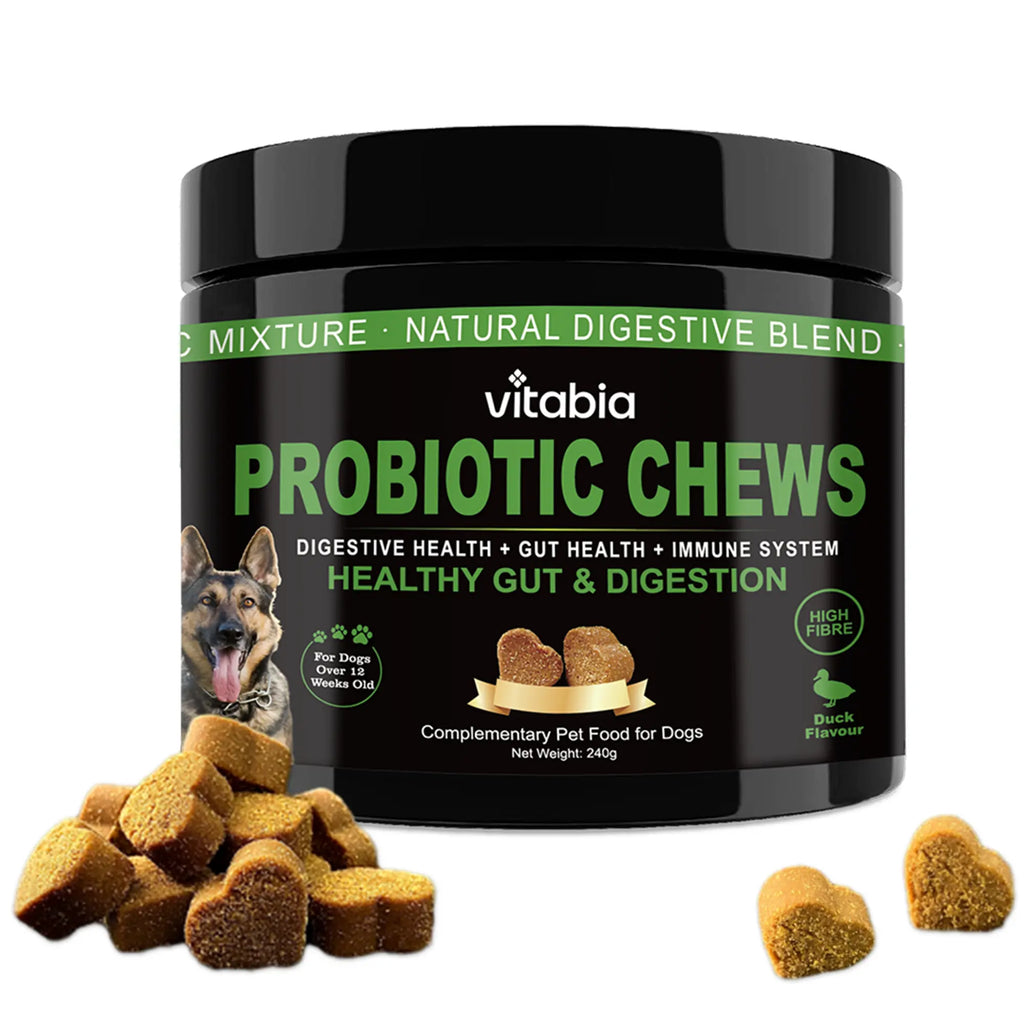 Probiotics for Dogs – Prebiotic Fibre Chews for Gut Health & Anal Gland Support | Vitabia UK