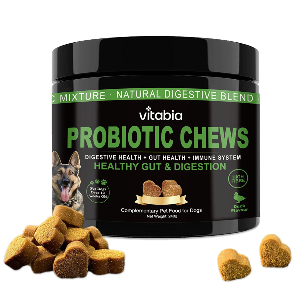 Probiotics for Dogs – Prebiotic Fibre Chews for Gut Health & Anal Gland Support | Vitabia UK