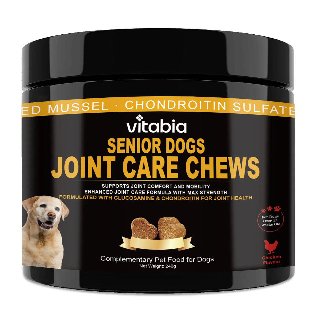 Senior Dog Joint Supplements – Glucosamine, Chondroitin, MSM & Omega 3 for Mobility & Joint Health | Vitabia UK