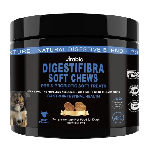 DigestiFibra Probiotic Fibre Chews for Dogs – Gut & Anal Gland Support | Vitabia UK