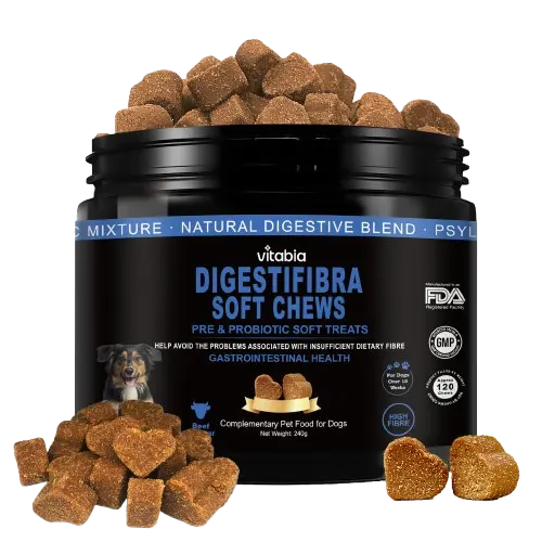 DigestiFibra Probiotic Fibre Chews for Dogs – Gut & Anal Gland Support | Vitabia UK
