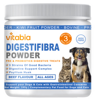 DigestiFibra Powder for Dogs & Cats – Natural Fibre Powder Supplement for Gut Health, Anal Glands & Scooting Relief – Prebiotic & Probiotic Digestive Treats – Fibre Supplement for Dogs & Cats