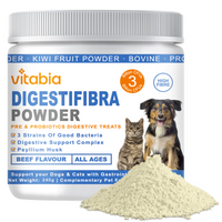 DigestiFibra Powder for Dogs & Cats – Natural Fibre Powder Supplement for Gut Health, Anal Glands & Scooting Relief – Prebiotic & Probiotic Digestive Treats – Fibre Supplement for Dogs & Cats