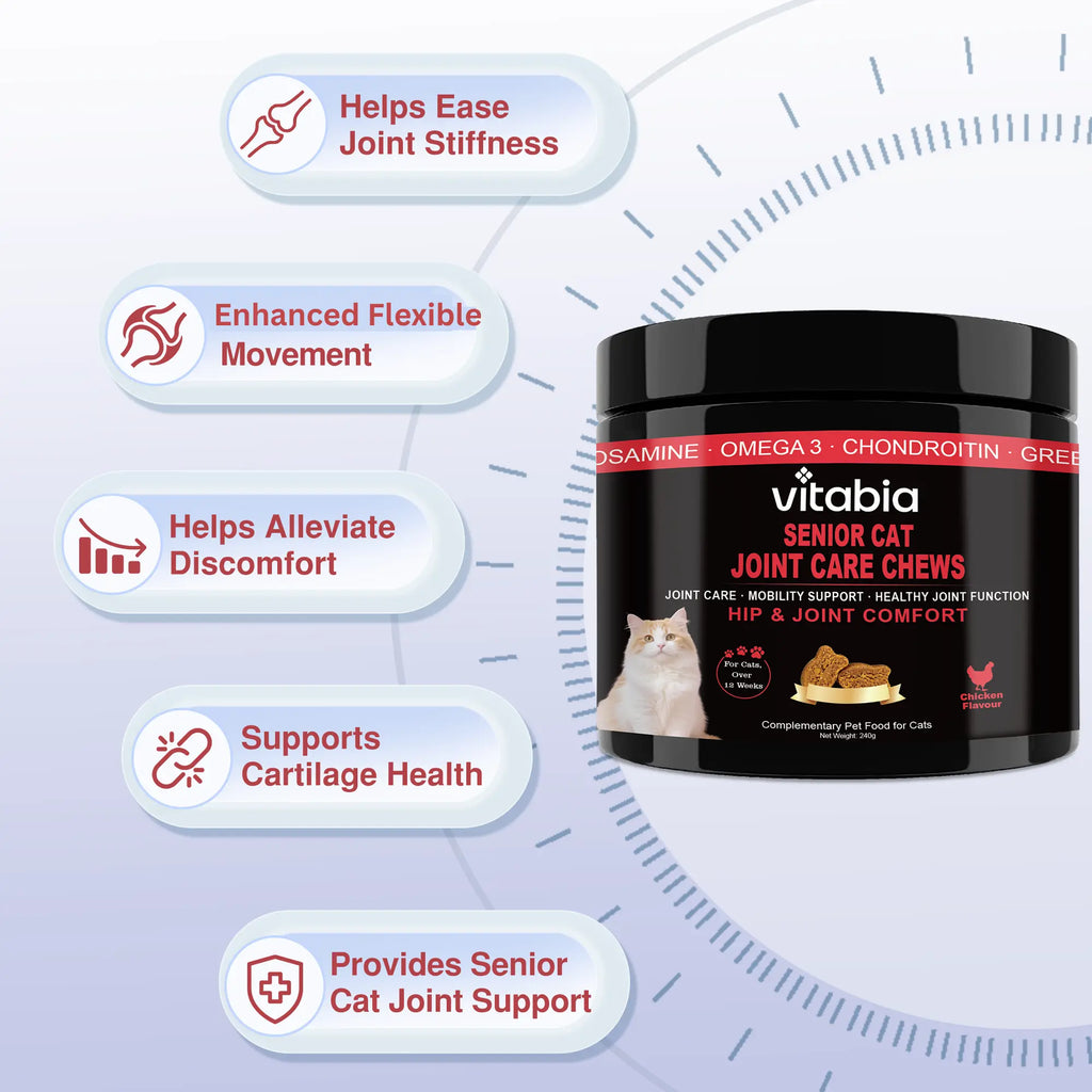 Senior Cat Joint Support Chews – Glucosamine, Chondroitin & Omega 3 for Mobility