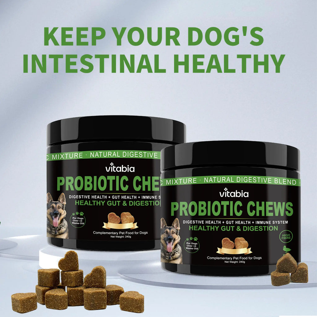 Probiotics for Dogs – Prebiotic Fibre Chews for Gut Health & Anal Gland Support | Vitabia UK