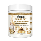 VITABIA Senior Cat Joint Support Chews | Glucosamine, Green-Lipped Mussel & Omega-3 | Chicken Flavour Crunchy Creamy Chews