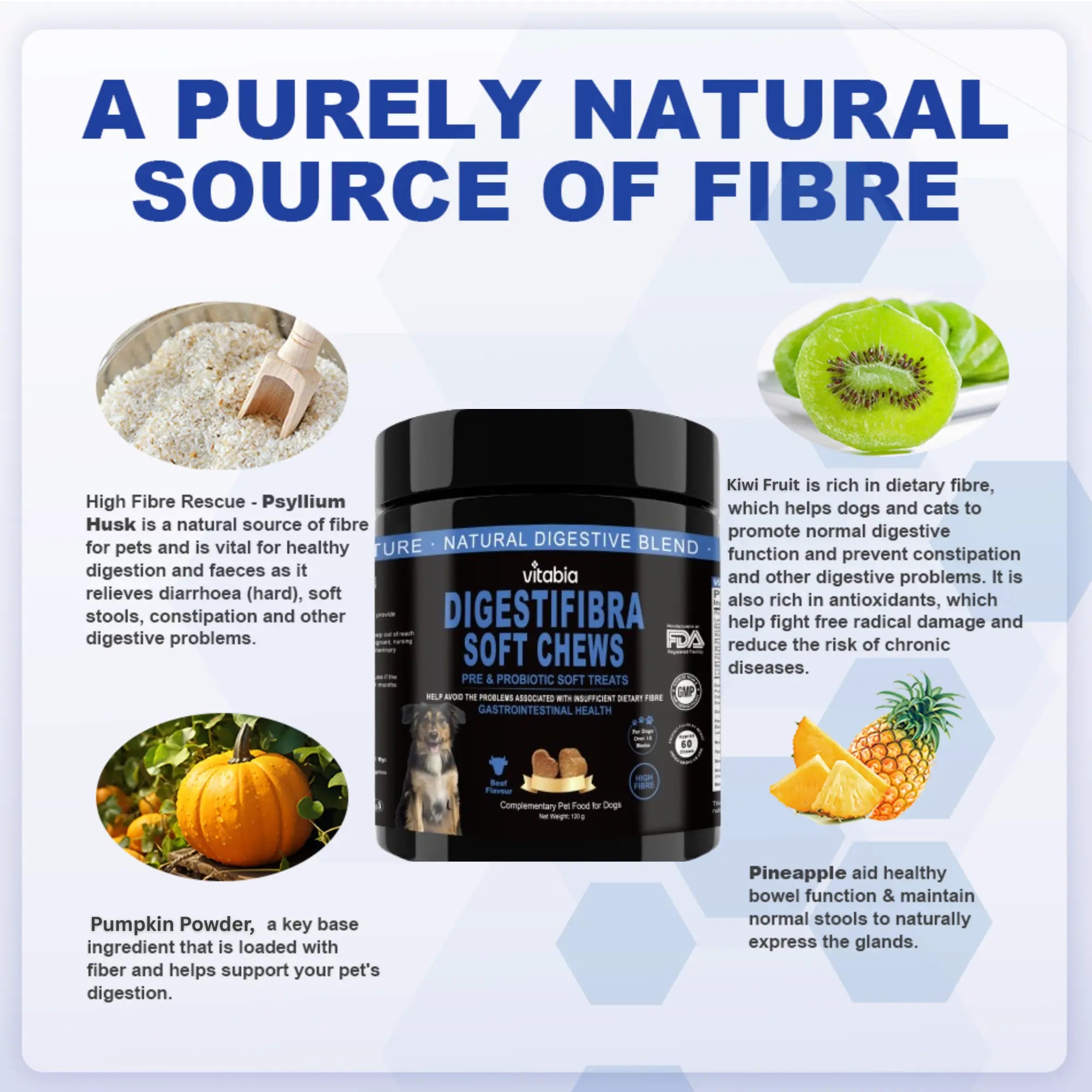 DigestiFibra Probiotic Fibre Chews for Dogs – Gut & Anal Gland Support | Vitabia UK