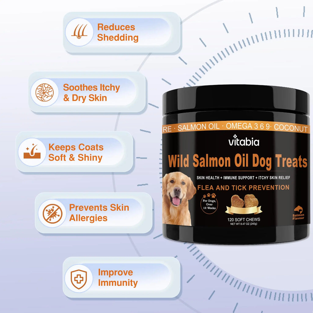 Salmon Oil for Dogs – Wild Omega 3 Skin & Coat Chews | Vitabia UK