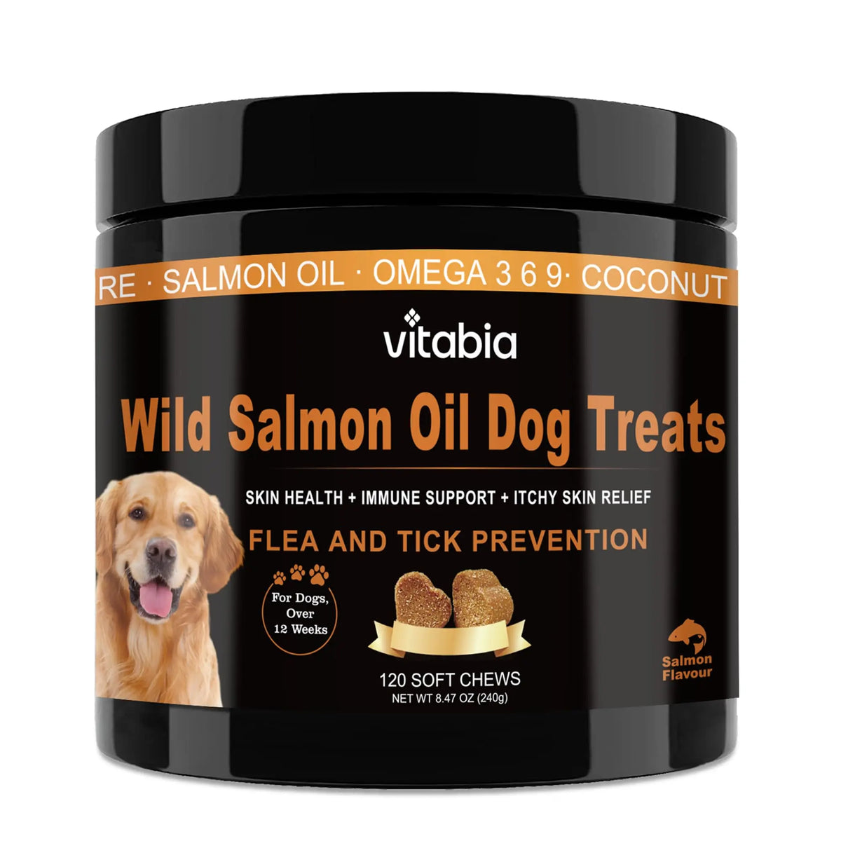Salmon Oil for Dogs – Wild Omega 3 Skin & Coat Chews | Vitabia UK