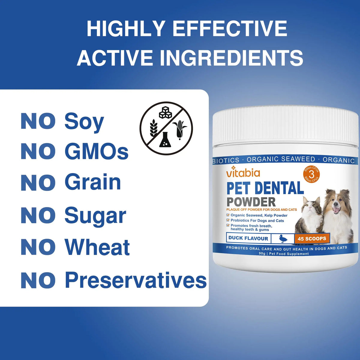 Plaque Off Powder for Dogs & Cats – Dental Care Support with Seaweed, Kelp & Probiotics | Vitabia UK