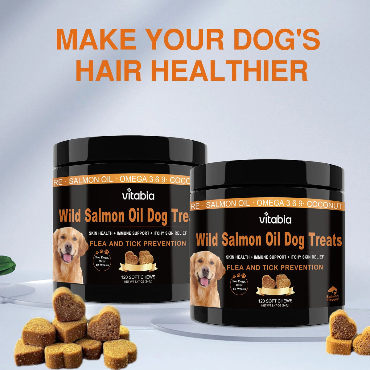 Salmon Oil for Dogs – Wild Omega 3 Skin & Coat Chews | Vitabia UK