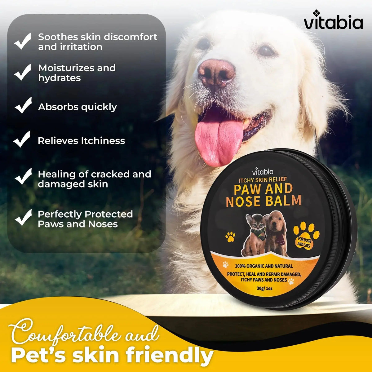 Dog and Cat Paw Balm – Natural Paw & Nose Care with Shea Butter | Vitabia UK