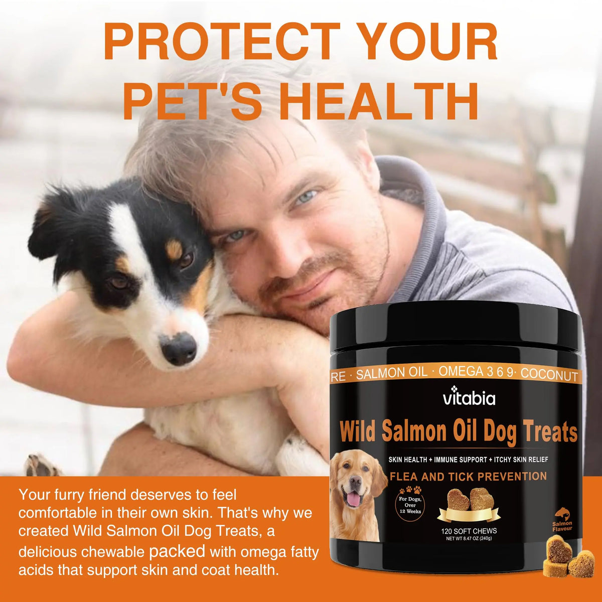 Salmon Oil for Dogs – Wild Omega 3 Skin & Coat Chews | Vitabia UK