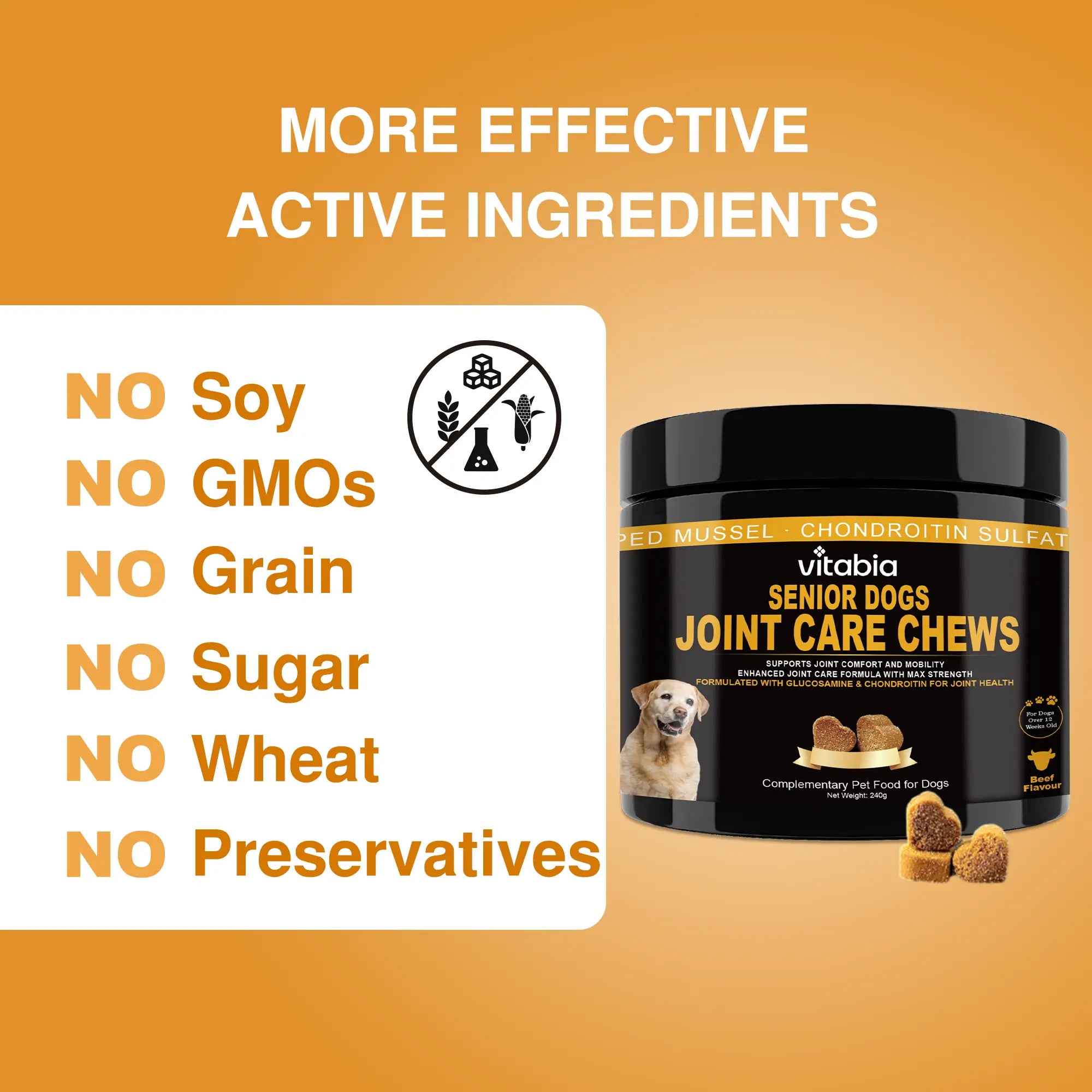Senior Dog Joint Supplements – Glucosamine, Chondroitin, MSM & Omega 3 for Mobility & Joint Health | Vitabia UK