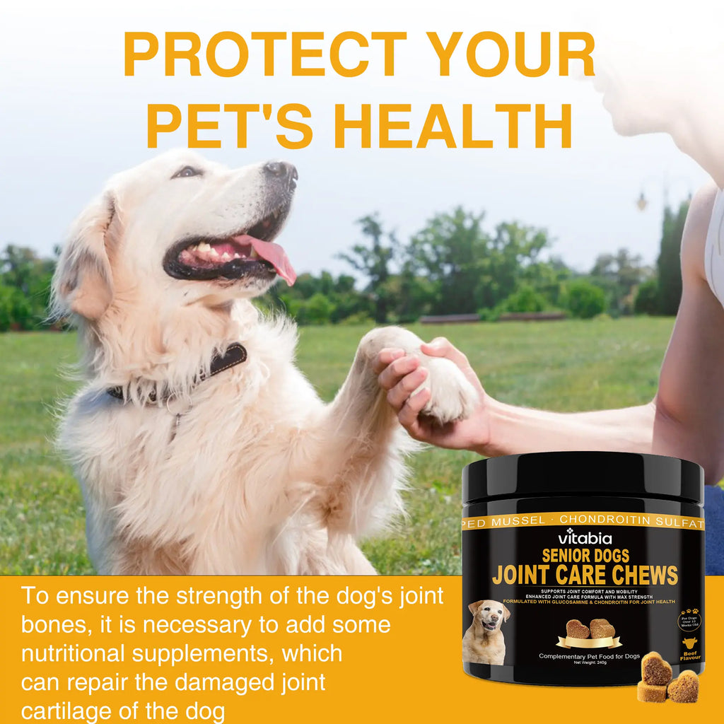 Senior Dog Joint Supplements – Glucosamine, Chondroitin, MSM & Omega 3 for Mobility & Joint Health | Vitabia UK