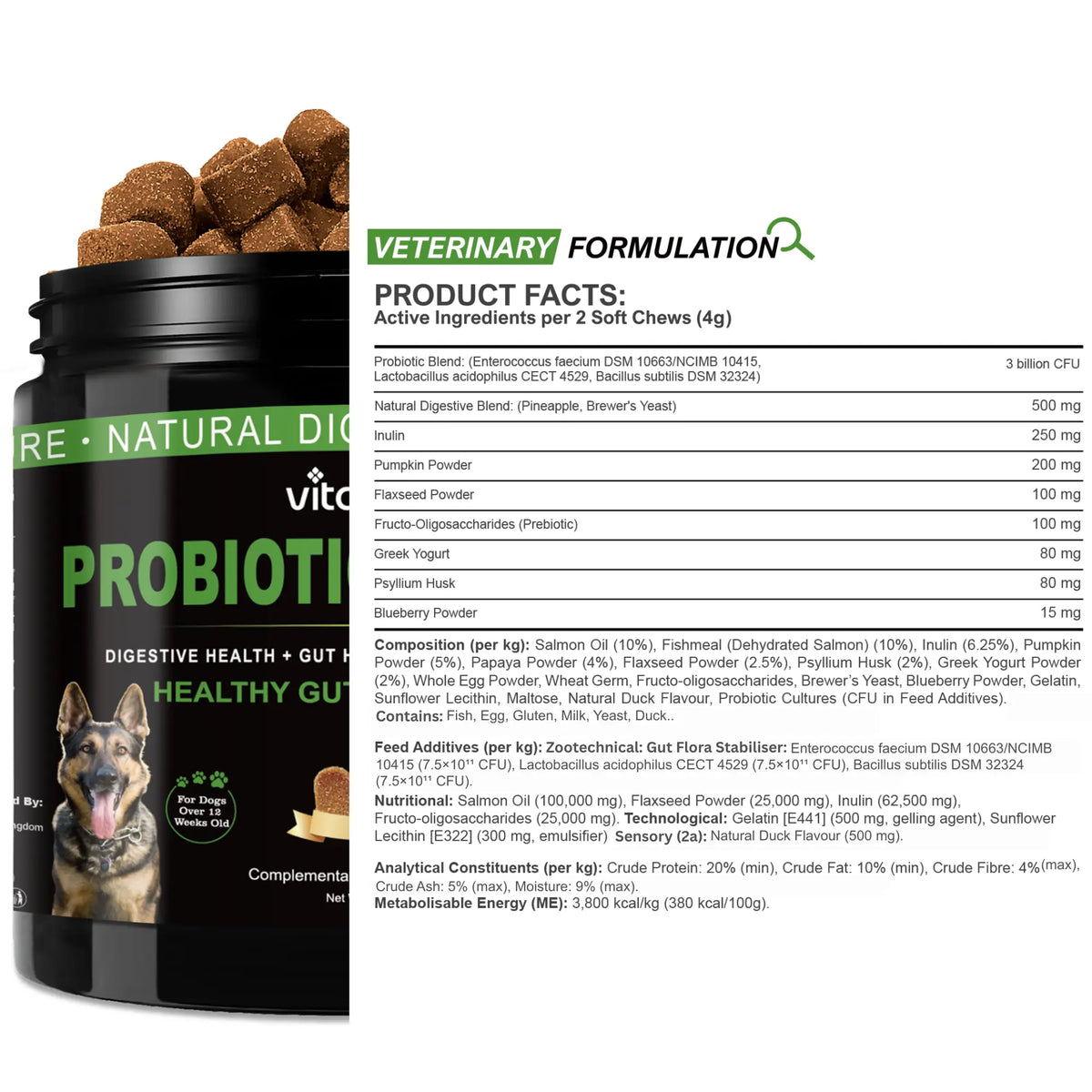 Probiotics for Dogs – Prebiotic Fibre Chews for Gut Health & Anal Gland Support | Vitabia UK