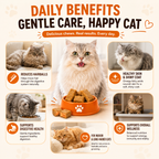 VITABIA Cat Hairball Support Chews | Psyllium Husk, Pumpkin & Omega-3 | Digestive & Gut Health Supplement for Cats | Chicken Flavour |
