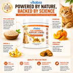 VITABIA Cat Hairball Support Chews | Psyllium Husk, Pumpkin & Omega-3 | Digestive & Gut Health Supplement for Cats | Chicken Flavour |