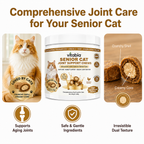 VITABIA Senior Cat Joint Support Chews | Glucosamine, Green-Lipped Mussel & Omega-3 | Chicken Flavour Crunchy Creamy Chews