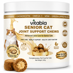 VITABIA Senior Cat Joint Support Chews | Glucosamine, Green-Lipped Mussel & Omega-3 | Chicken Flavour Crunchy Creamy Chews