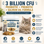 3 Billion CFU Cat Probiotics with Prebiotics, Wild Salmon Oil and Goat Milk Powder for Cats
