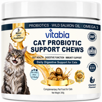 Vitabia Cat Probiotics & Prebiotics Chews 3 Billion CFU for Gut Health & Digestive Support