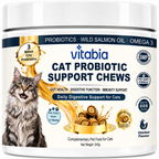 Vitabia Cat Probiotics & Prebiotics Chews 3 Billion CFU for Gut Health & Digestive Support