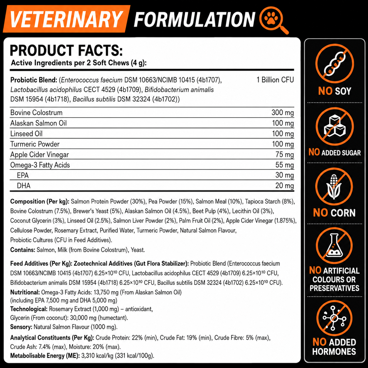 Dog Skin and Coat Support Chews – Omega 3 & Salmon Oil for Healthy Coat | Vitabia UK
