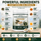 Green Lipped Mussel Powder for Dogs & Cats | 1000mg New Zealand Green-Lipped Mussel | 10-in-1 Joint Support Food Topper | 120g