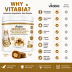 VITABIA Senior Cat Joint Support Chews | Glucosamine, Green-Lipped Mussel & Omega-3 | Chicken Flavour Crunchy Creamy Chews